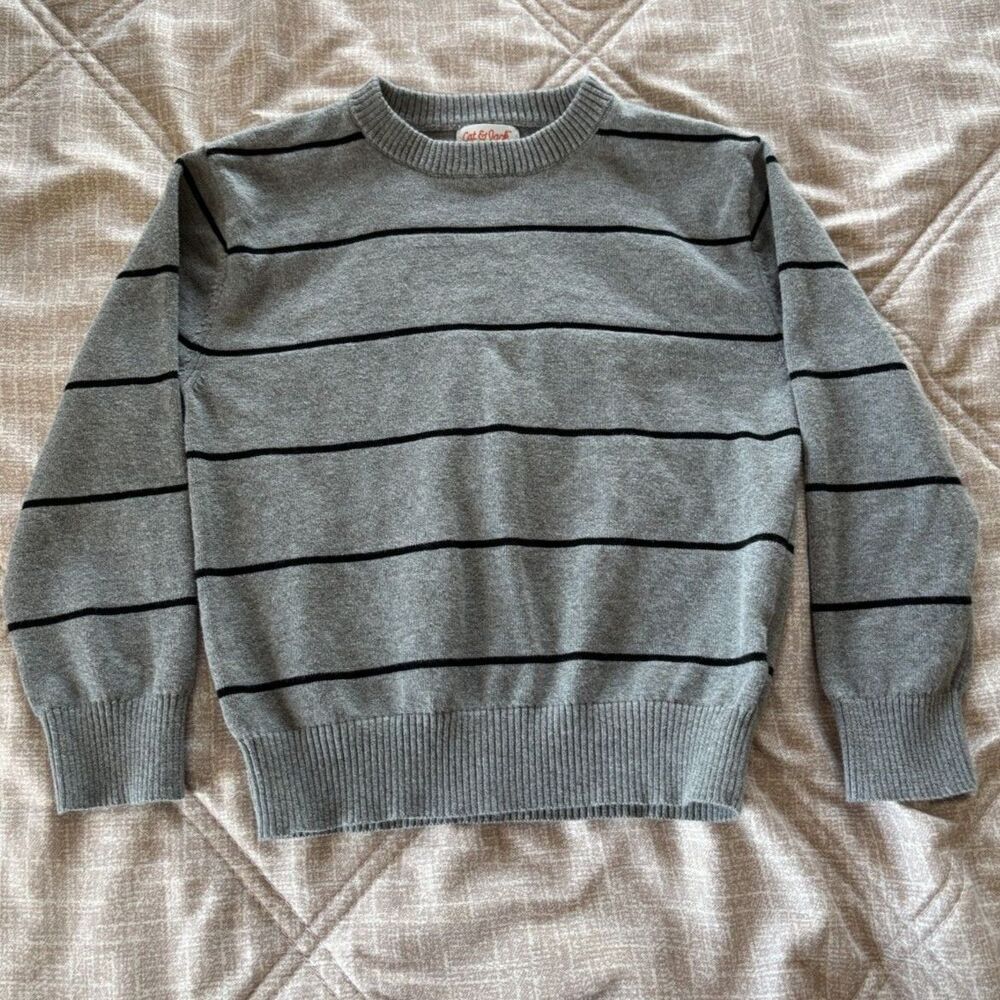 Cat & Jack: Striped Pullover Gray/Black Youth Kids Size XS 4/5 - Like New